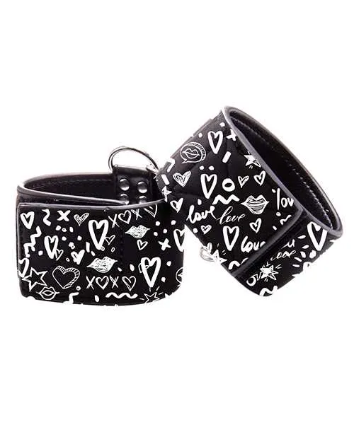 Shots Ouch Love Street Art Fashion Printed Ankle Cuffs Black Ouch Vibrators Shots Ouch Love Street Art Fashion Printed Ankle Cuffs Black Ouch Vibrators