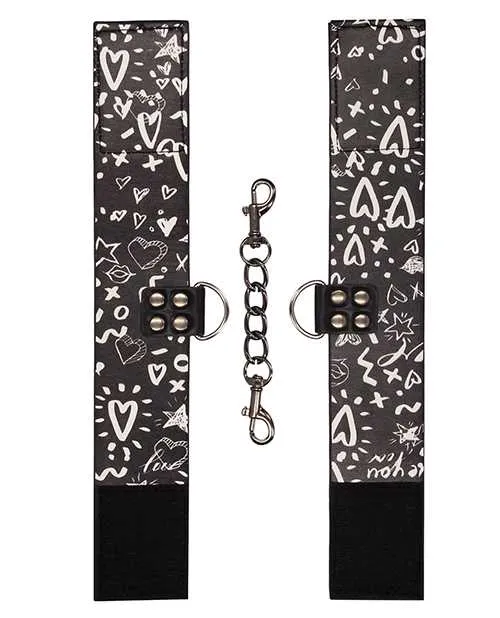 Shots Ouch Love Street Art Fashion Printed Ankle Cuffs Black Ouch Vibrators Shots Ouch Love Street Art Fashion Printed Ankle Cuffs Black Ouch Vibrators
