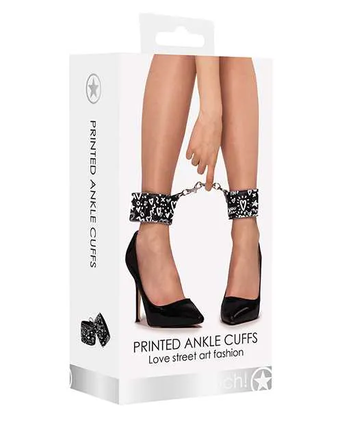 Shots Ouch Love Street Art Fashion Printed Ankle Cuffs Black Ouch Vibrators Shots Ouch Love Street Art Fashion Printed Ankle Cuffs Black Ouch Vibrators