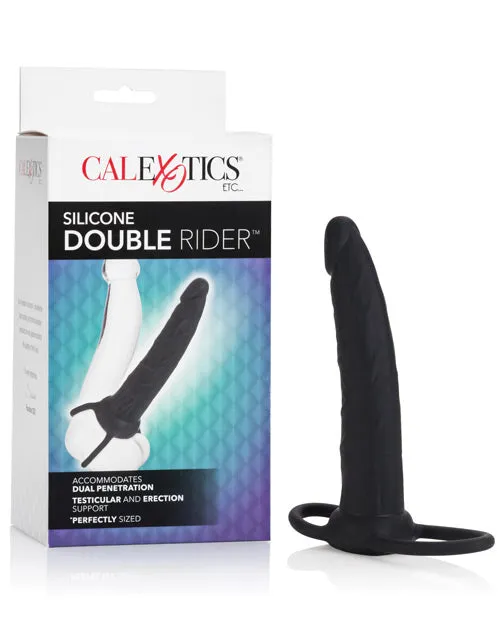 Silicone Double Rider Dildo Cock Ring Black Anal Dildos
