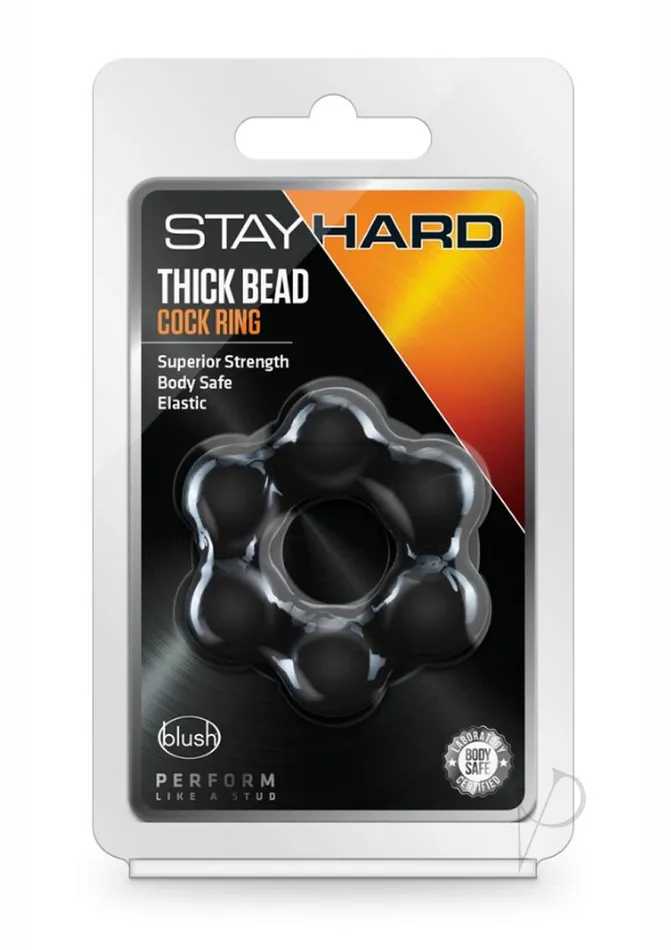 Stay Hard Male Sex Toys Stay Hard Thick Bead Cock Ring Black