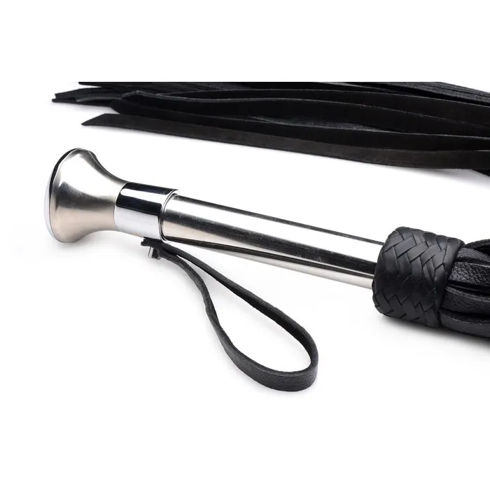 Strict Leather Male Sex Toys Leather Flogger with Stainless Steel Handle