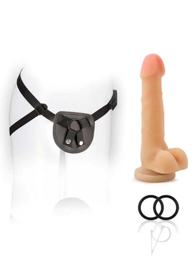 Sx Dildos SX For You Harness Kit with Silicone Dildo 7in VanillaBlack