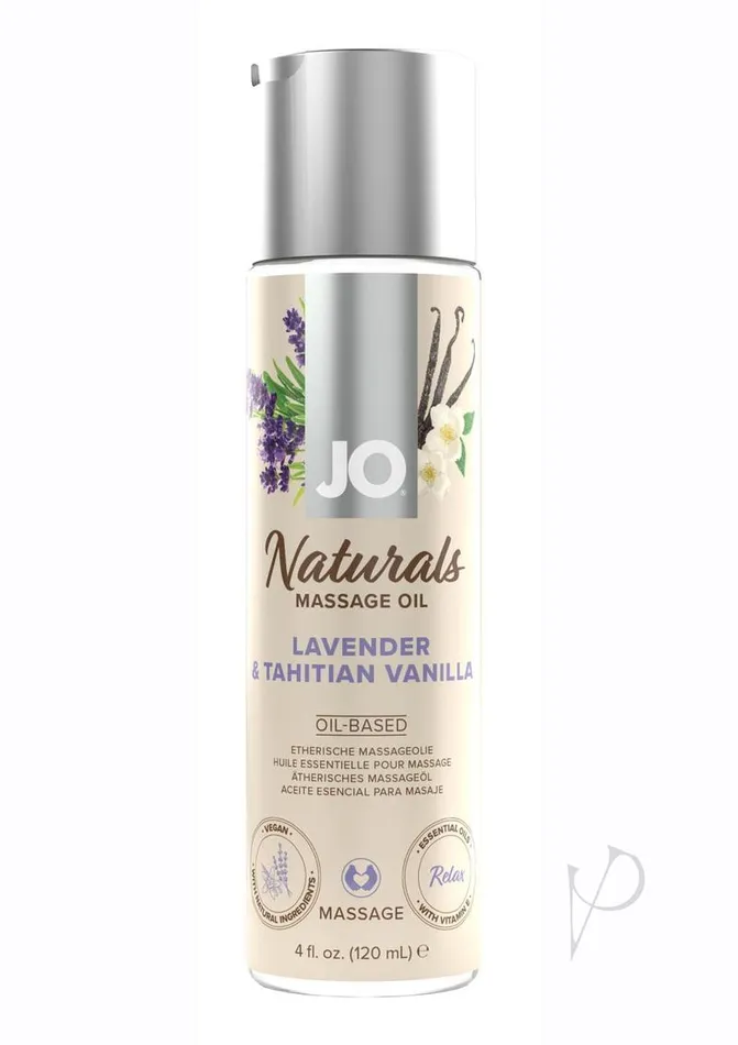System Jo JO Naturals Lavender and Tahitian Vanilla Massage Oil 4oz Couples System Jo JO Naturals Lavender and Tahitian Vanilla Massage Oil 4oz Couples