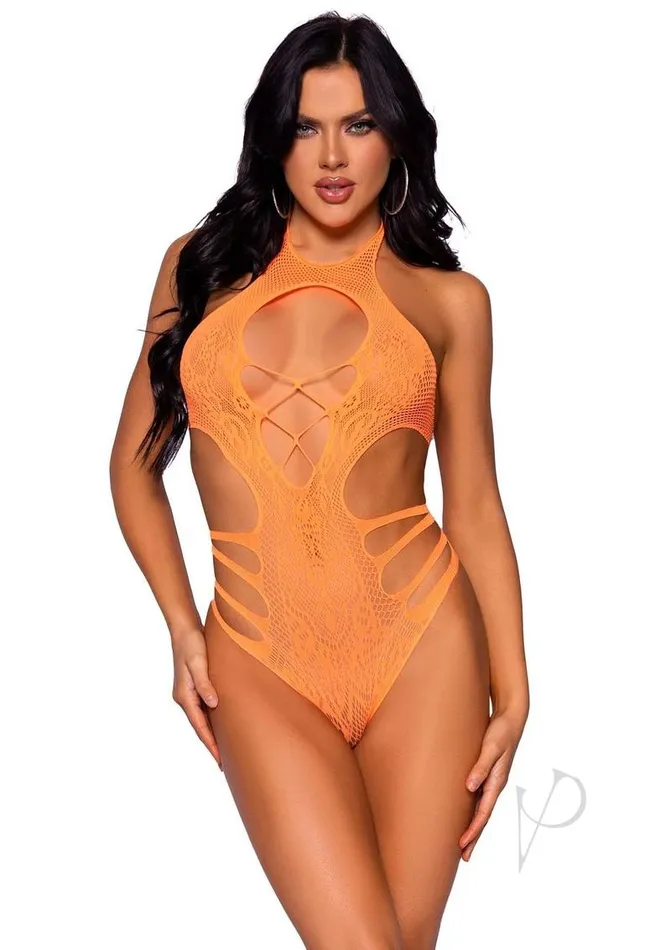 Teddies And Bodies Leg Avenue Leg Avenue Lace Cut Out Strappy Bodysuit OS Neon Orange Teddies And Bodies Leg Avenue Leg Avenue Lace Cut Out Strappy Bodysuit OS Neon Orange