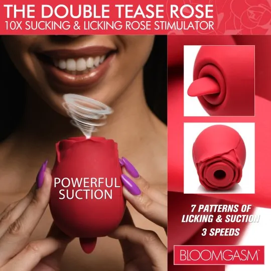 The Double Tease Rose 10X Sucking and Licking Silicone Stimulator Bloomgasm Vibrators The Double Tease Rose 10X Sucking and Licking Silicone Stimulator Bloomgasm Vibrators