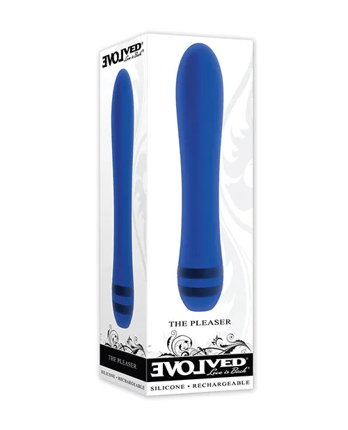 The Pleaser Silicone Rechargeable Vibrator Blue Evolved Vibrators