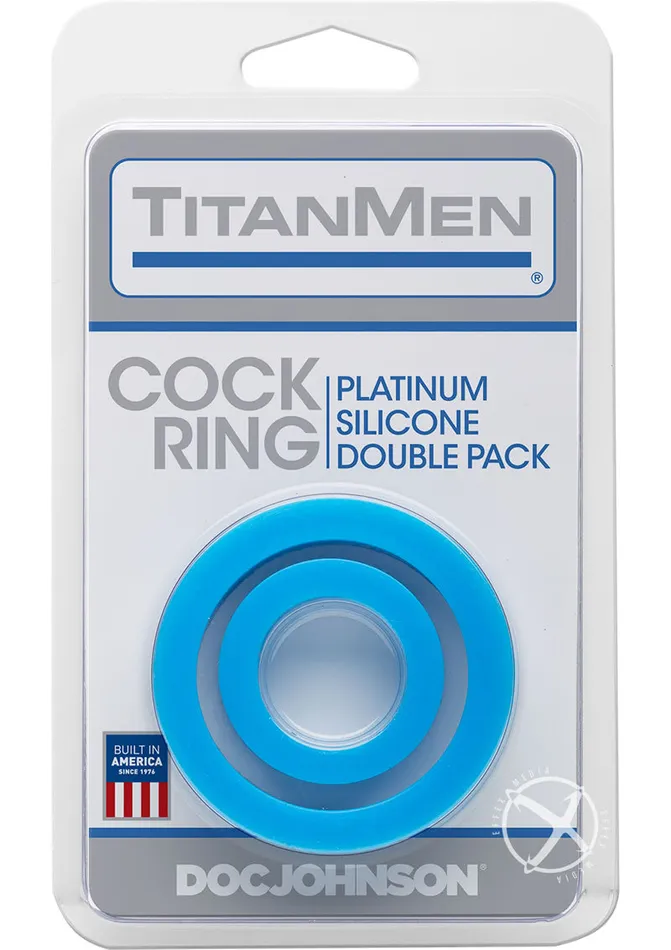 Titan Men Dildos TitanMen Platimum Silicone Cock Rings 2 Piece Kit Blue