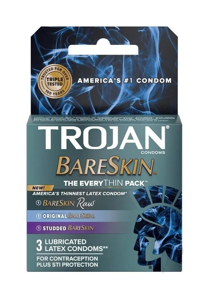 Trojan Bareskin EveryTHIN Lubricated Latex Condoms Assorted 3Pack Trojan Enhancers Trojan Bareskin EveryTHIN Lubricated Latex Condoms Assorted 3Pack Trojan Enhancers