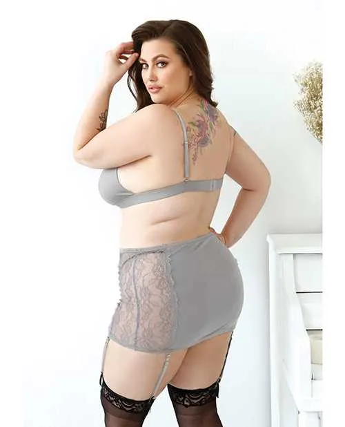 Vibrators Curve By Fantasy Lingerie Curve Layne Lace Microfiber Bralette wGarter Skirt GString Gray 3X4X Vibrators Curve By Fantasy Lingerie Curve Layne Lace Microfiber Bralette wGarter Skirt GString Gray 3X4X