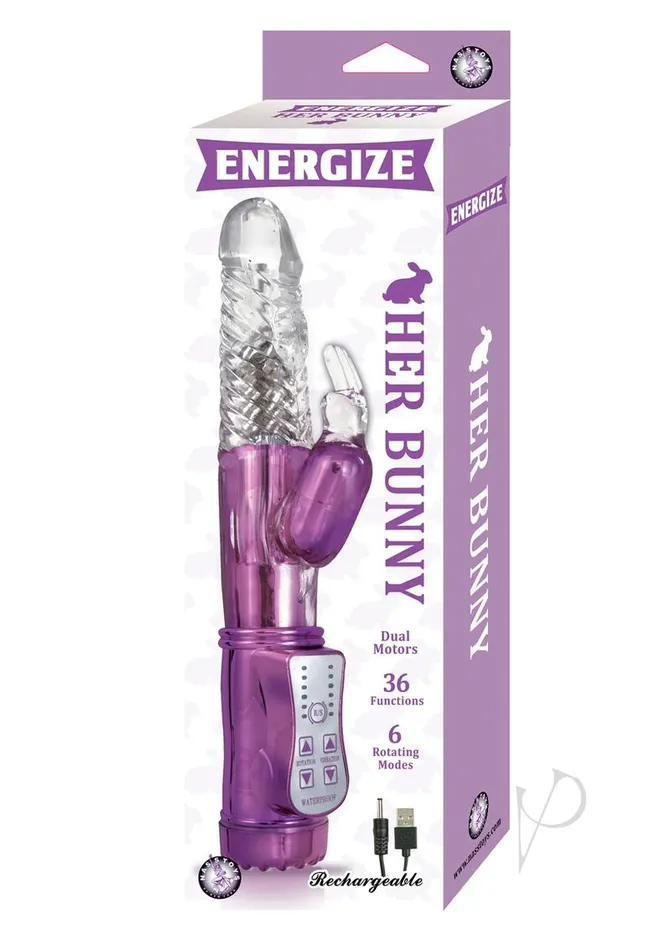Vibrators Energize Energize Her Bunny 1 Dual Motor Rechargeable Rabbit Vibrator Purple Vibrators Energize Energize Her Bunny 1 Dual Motor Rechargeable Rabbit Vibrator Purple