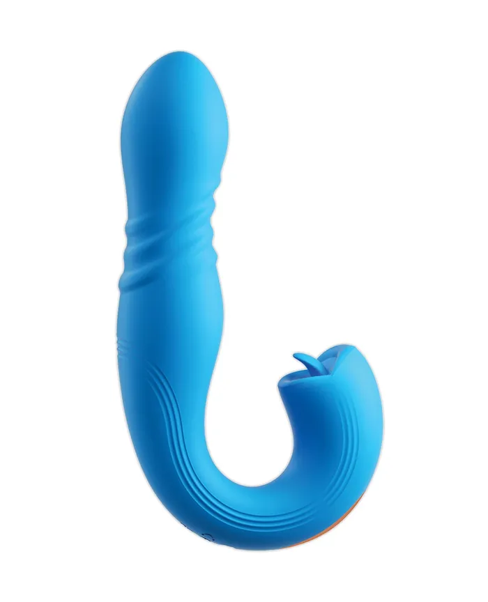 Vibrators Honey Play Box Joi Thrust 2 Pressure Sensing App Controlled Thrusting Gspot Silicone Rechargeable Vibrator and Tongue Clit Licker BlueGold Vibrators Honey Play Box Joi Thrust 2 Pressure Sensing App Controlled Thrusting Gspot Silicone Rechargeable Vibrator and Tongue Clit Licker BlueGold