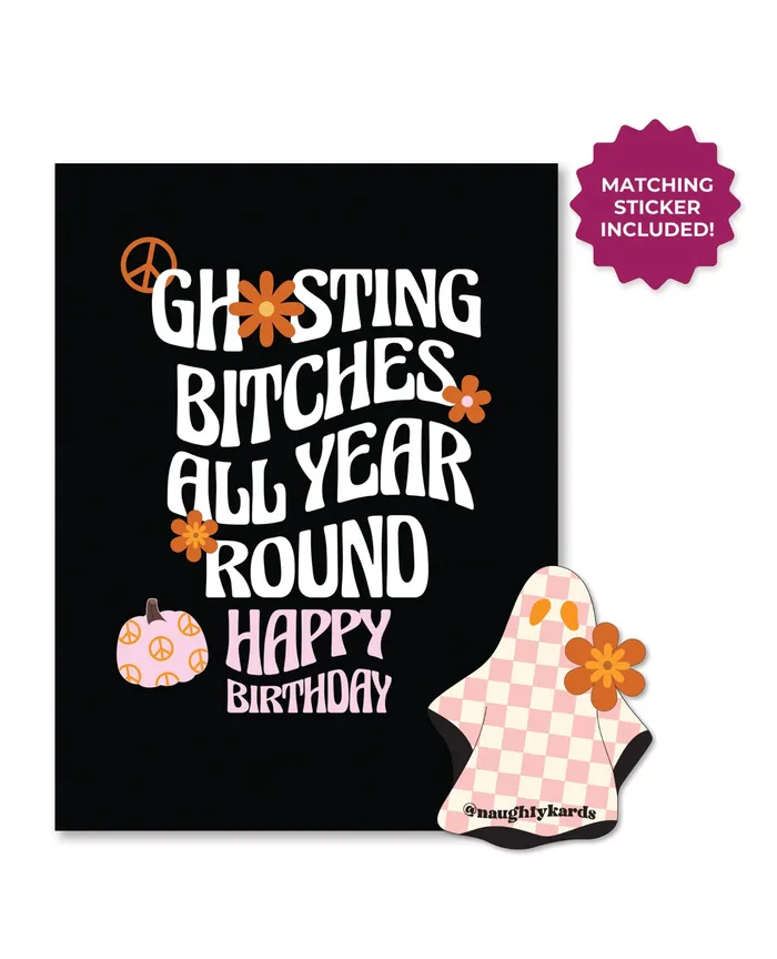 Vibrators Kush Kards Halloween Ghosting Birthday Greeting Card wSticker