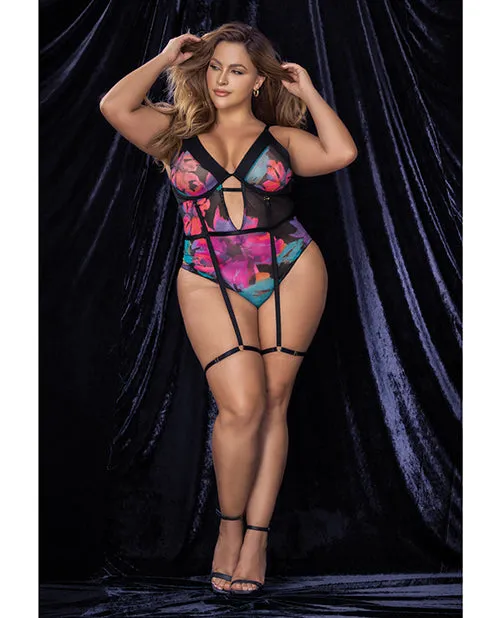 Vibrators Mapale Flower Print Mesh Underwire Teddy wDetachable Garter Straps Multi Color 1X2X Vibrators Mapale Flower Print Mesh Underwire Teddy wDetachable Garter Straps Multi Color 1X2X
