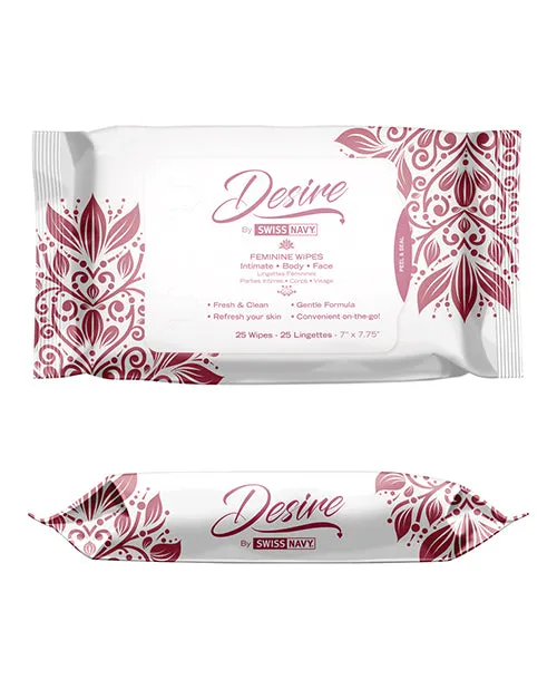 Vibrators Swiss Navy Swiss Navy Desire Unscented Feminine Wipes Pack of 25 Vibrators Swiss Navy Swiss Navy Desire Unscented Feminine Wipes Pack of 25