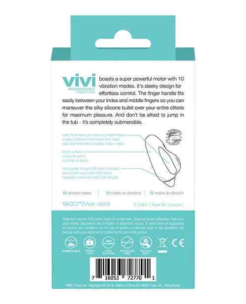 Vibrators Vedo VeDO VIVI Rechargeable Finger Vibe Tease Me Turquoise
