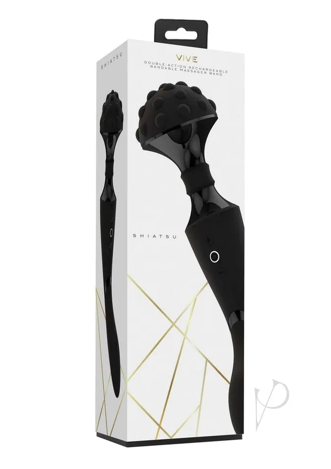 Vibrators Vive Shiatsu Rechargeable Silicone Bendable Massager Wand Black Vive By Shots Vibrators Vive Shiatsu Rechargeable Silicone Bendable Massager Wand Black Vive By Shots