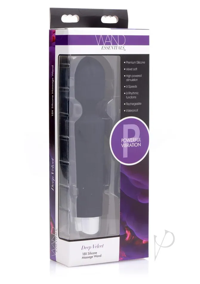 Vibrators Wand Essentials Deep Velvet Silicone Wand Massager Black Wand Essentials Vibrators Wand Essentials Deep Velvet Silicone Wand Massager Black Wand Essentials