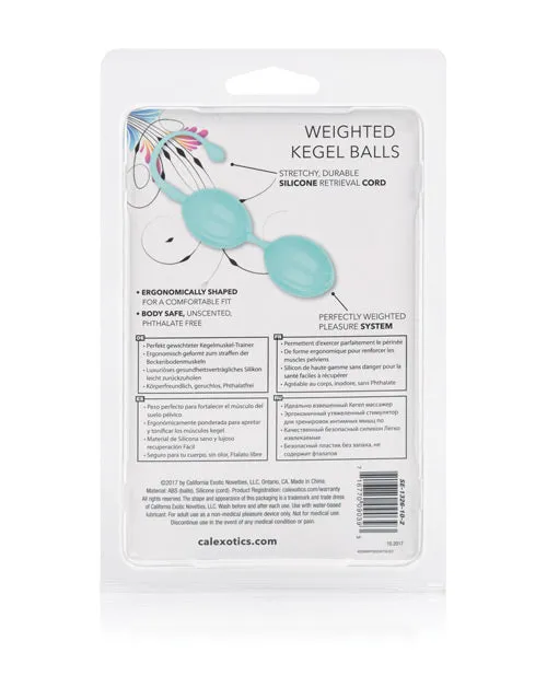 Weighted Kegel Balls Silicone with Retrieval Cord Teal Kegel Female Sex Toys