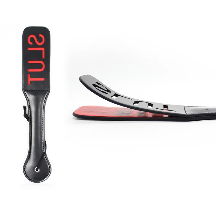 Wild Night Fantasies Restraints Playful Leather Slut Cutout Paddle
